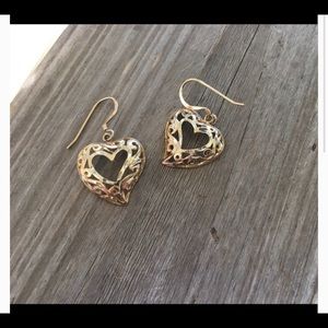 Gold over sterling two tone heart earrings